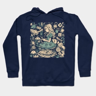 Modern Alice in Wonderland Drawing Hoodie